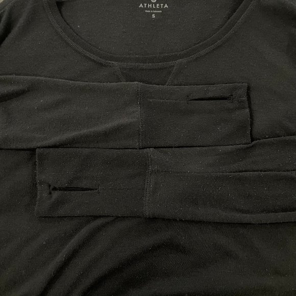 Athleta Long Sleeve Boxy Top Black Sz S - Picture 5 of 5